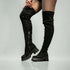 Damen Stretch Plateau Overknee Stiefel – Modische High Heel Langschaft-Boots